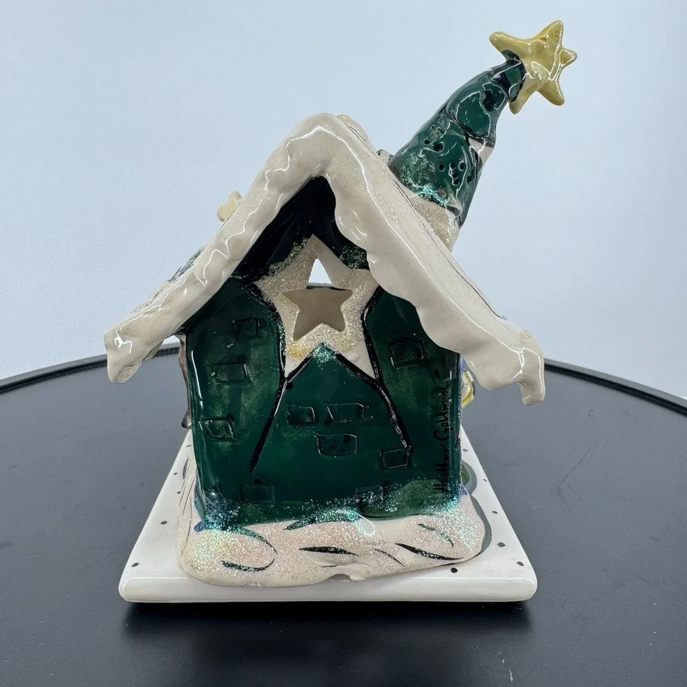Heather Goldminc Blue Sky Clayworks Rudolph's‎ Place Tealight House w/Underplate